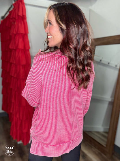 The Lodge Sweater - Hot Pink