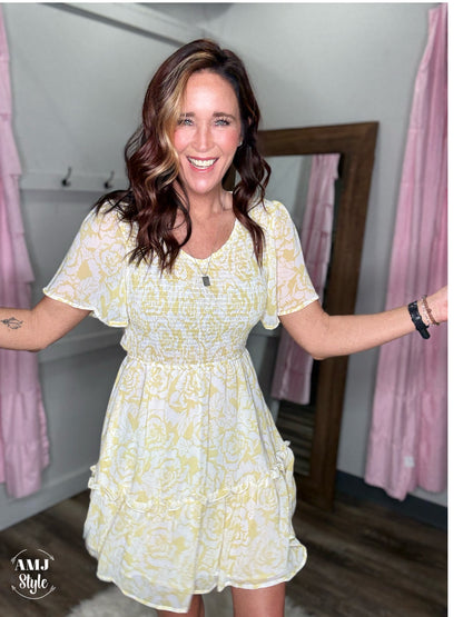 Lemon Floral Dress