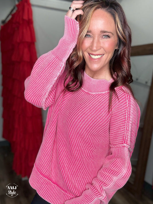 The Lodge Sweater - Hot Pink