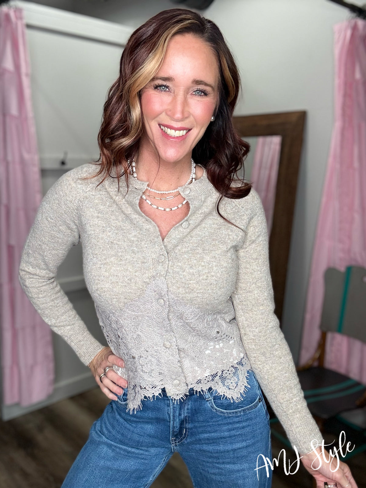 Romance Lace Cardi - Gray