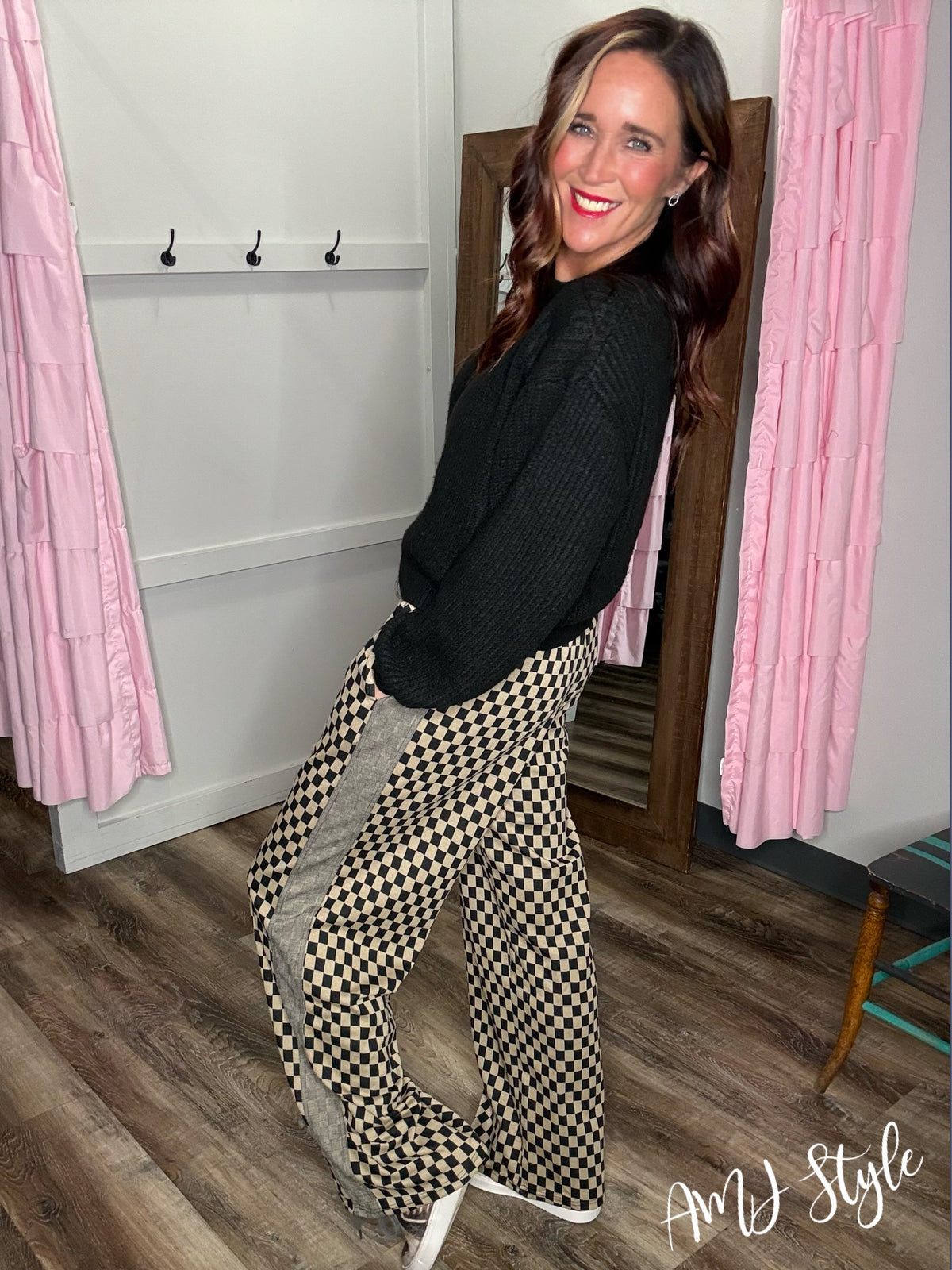 Checkerboard Side Panel Pants
