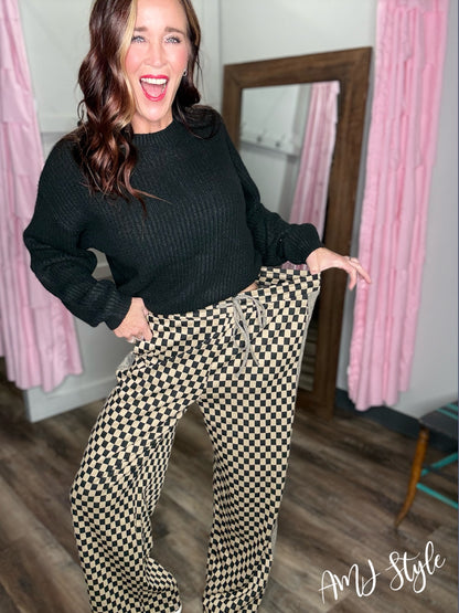 Checkerboard Side Panel Pants