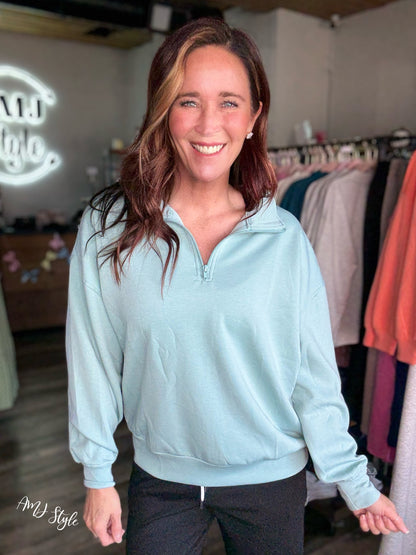 Pure Plush Half Zip - Dusty Green