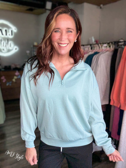 Pure Plush Half Zip - Dusty Green