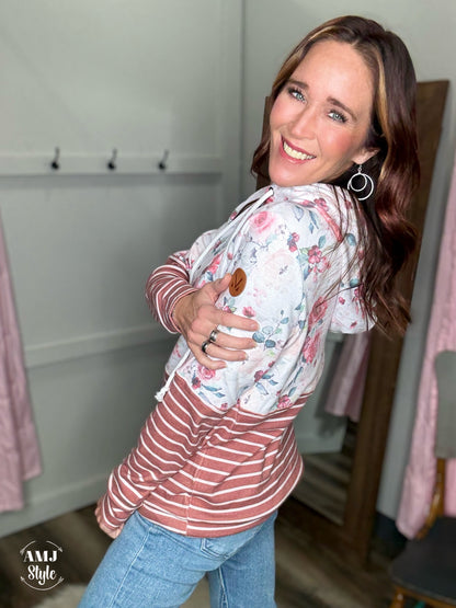 The Hailey Hoodie - Pink Bloom