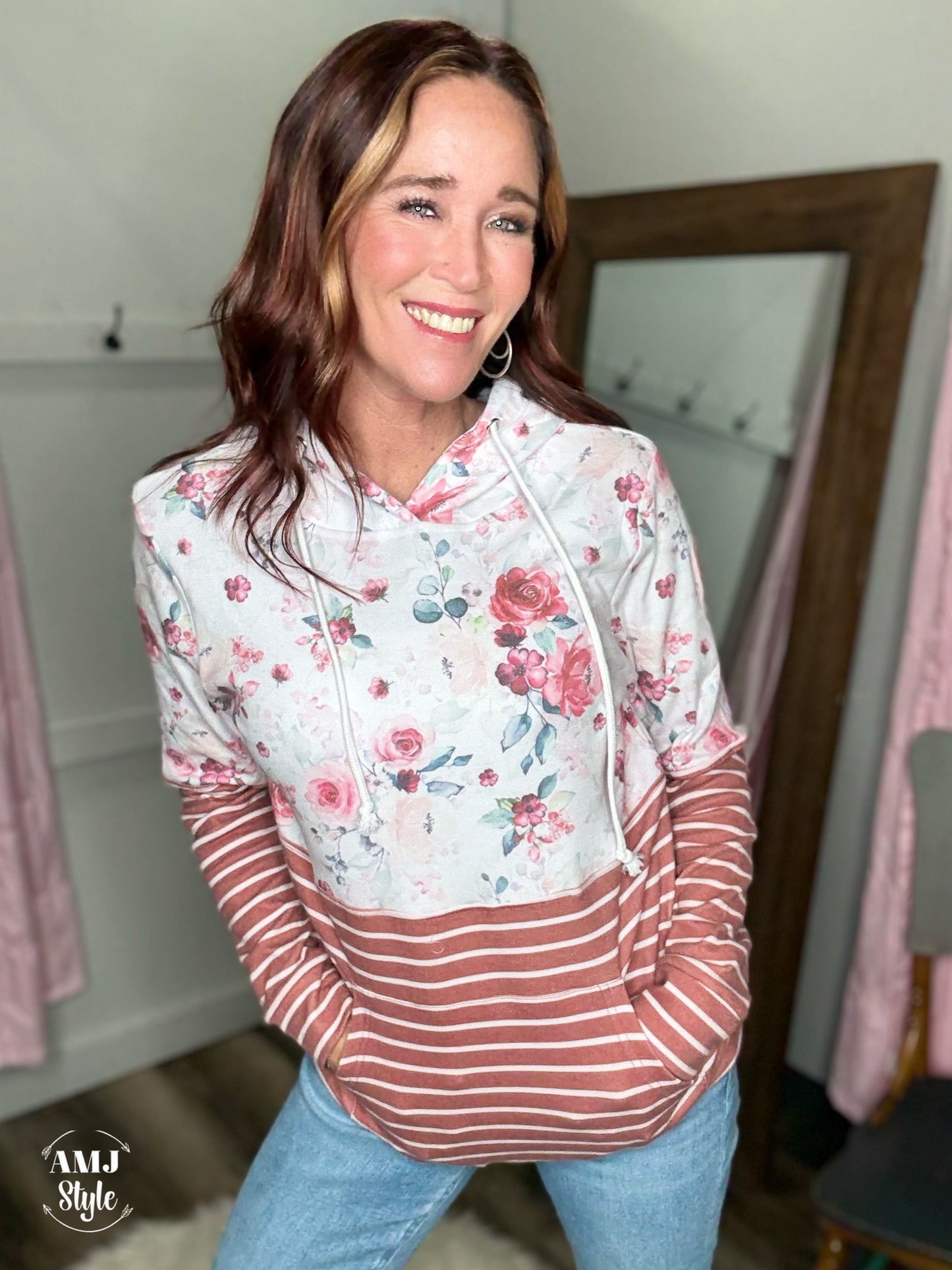 The Hailey Hoodie - Pink Bloom