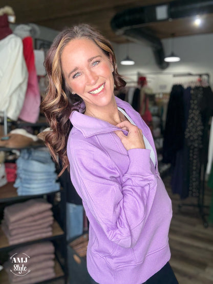 Wrenlee Half Zip - Lavender