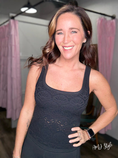 Wildflower Grace Lace Tank - Black