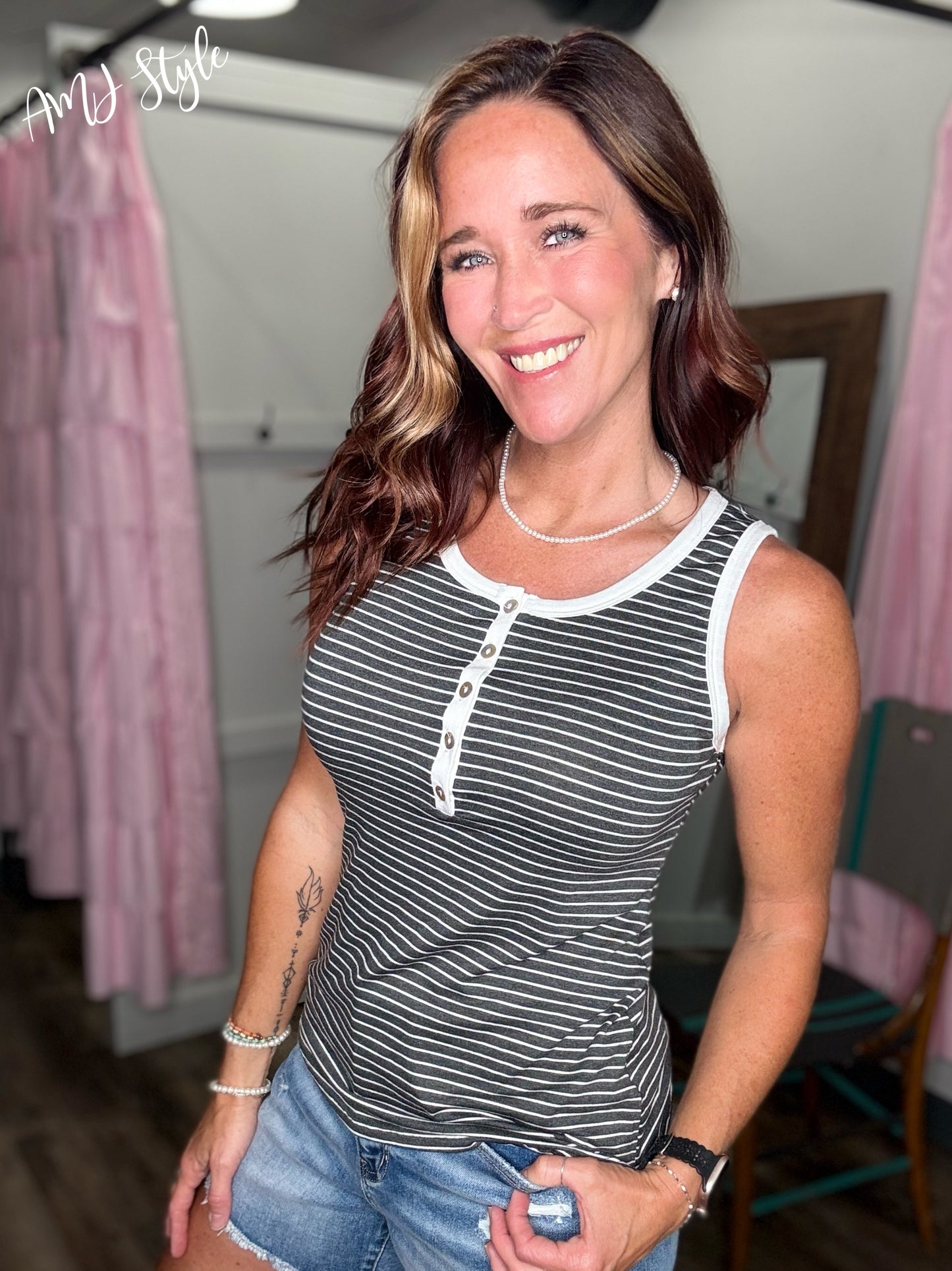 Charcoal Stripe Tank
