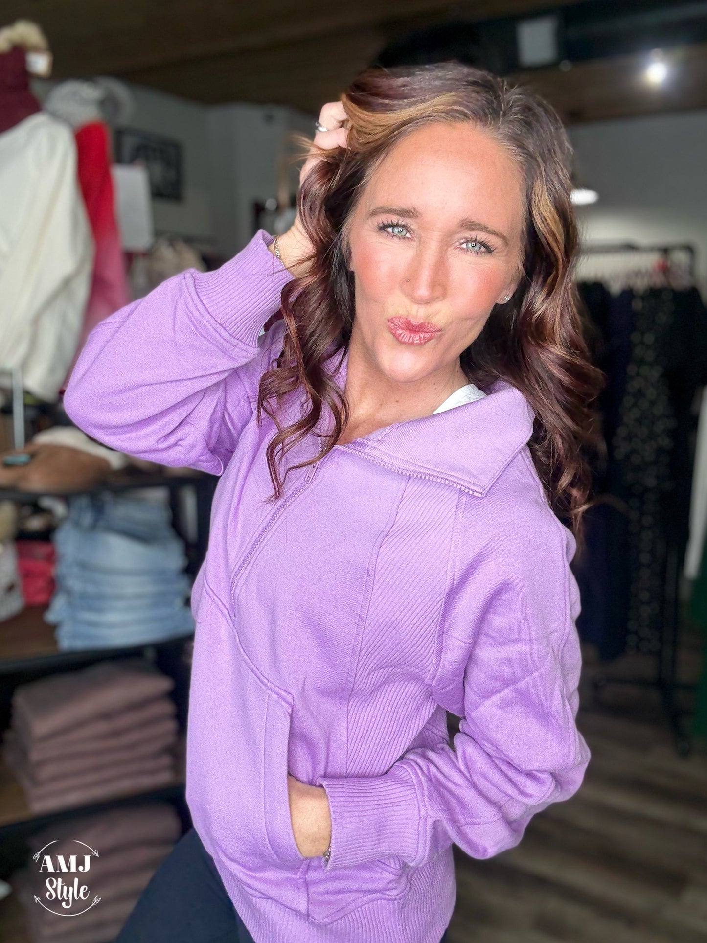 Wrenlee Half Zip - Lavender