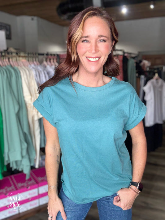 Classic Double Cap Sleeve Tee - Dark Teal