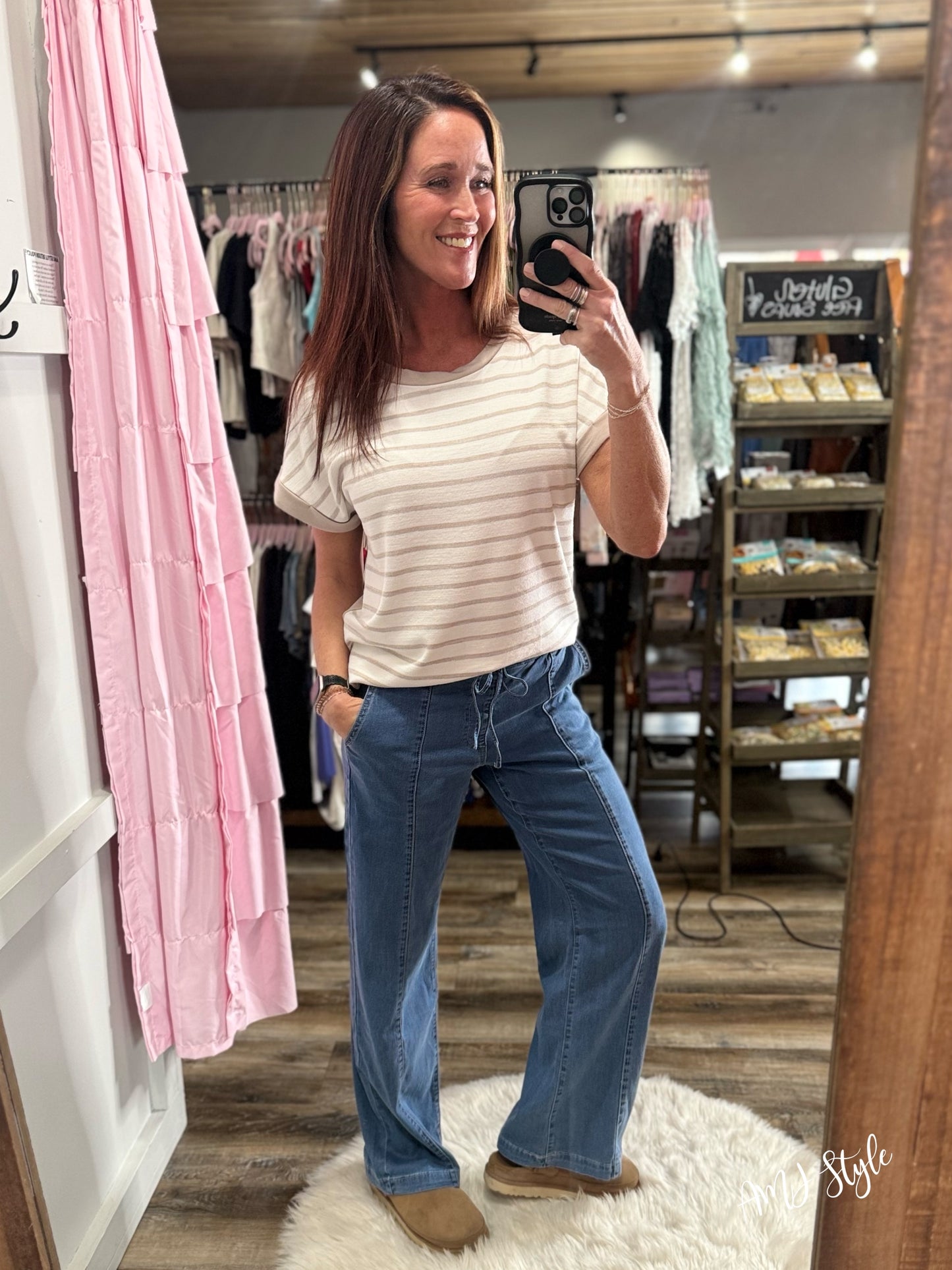 Metro Ease Denim Joggers - Blue