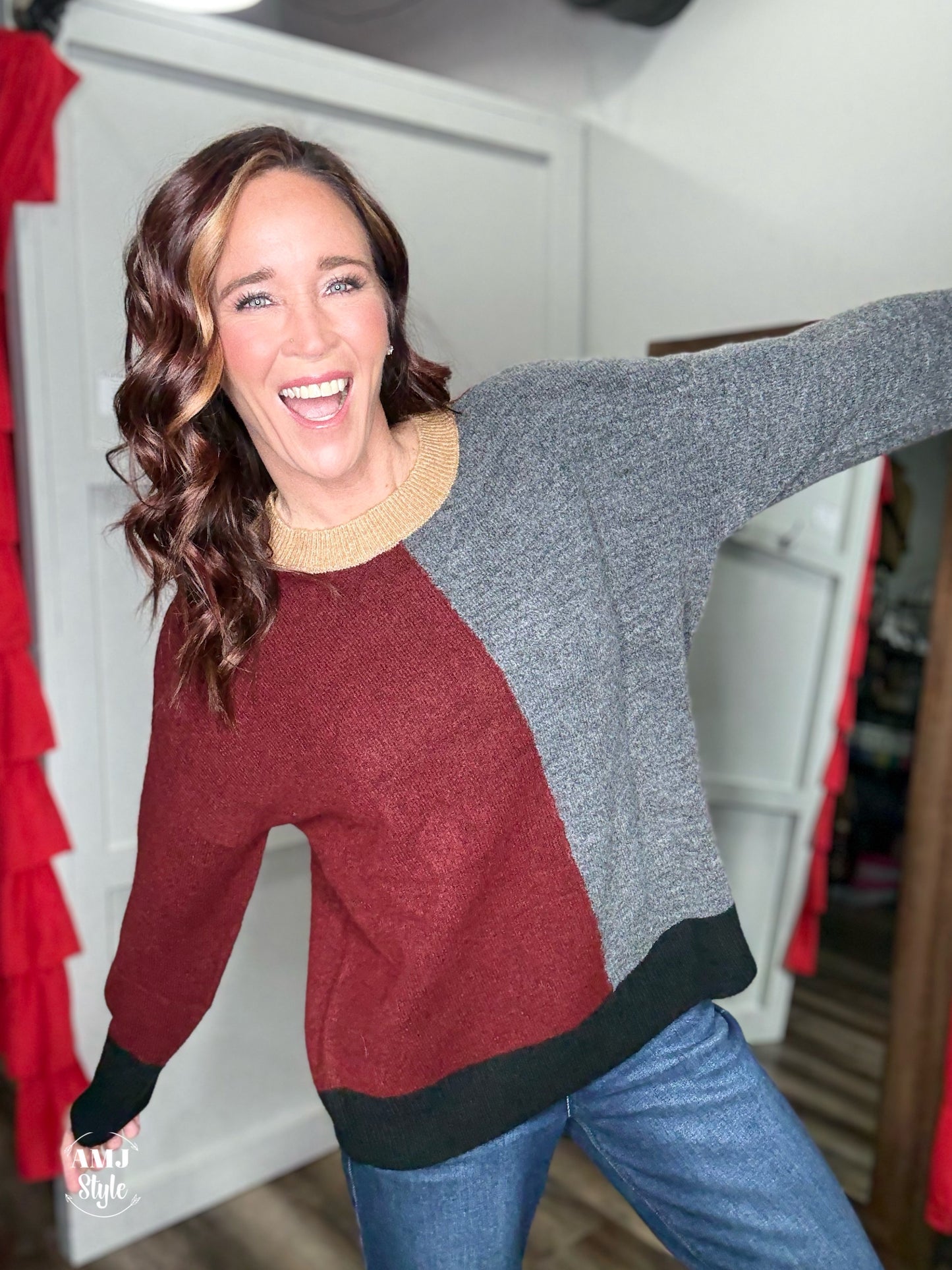 Sugar Cookie Stitch Sweater - Red Wood