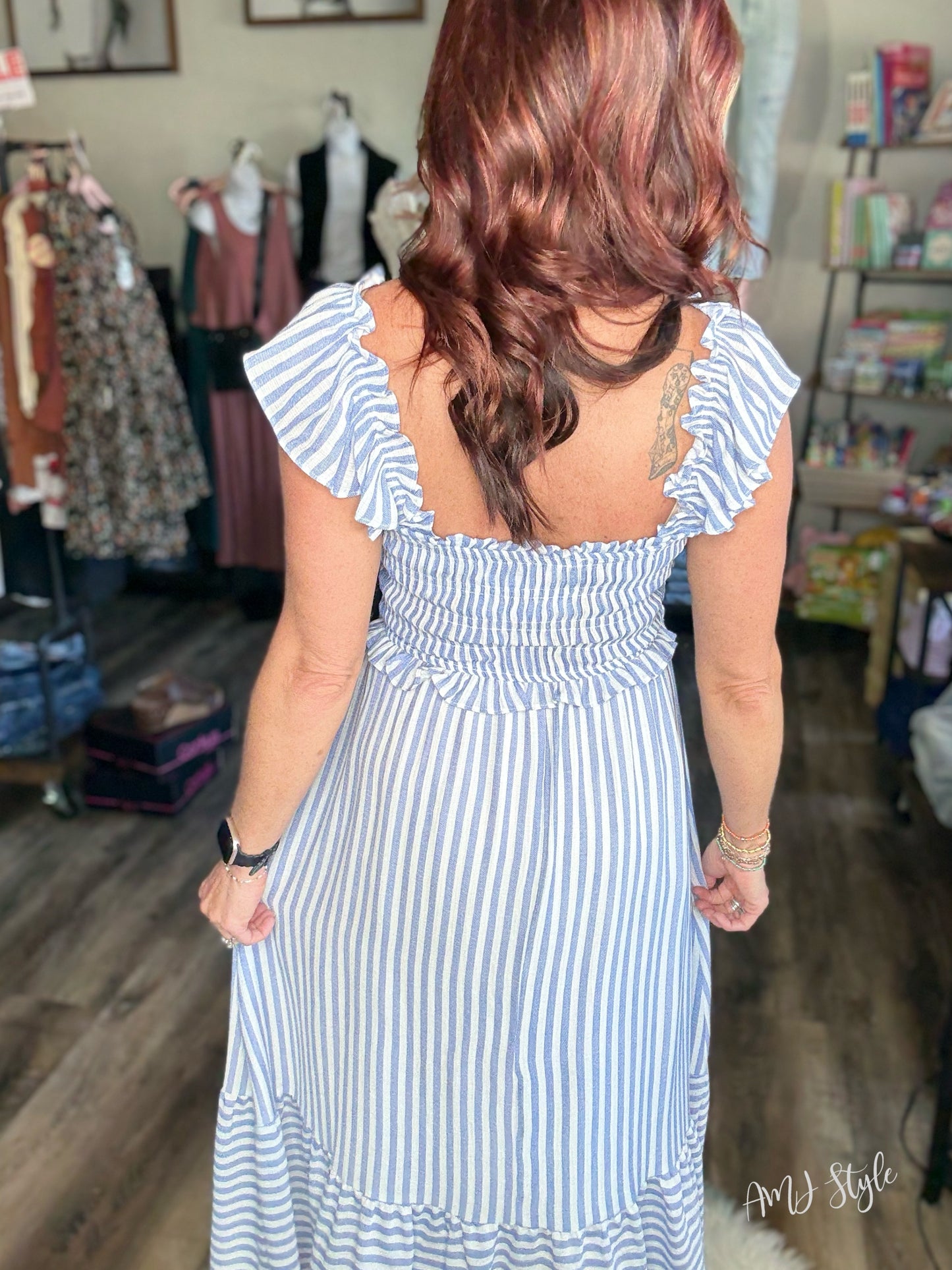 Breezy Stripe Midi Dress