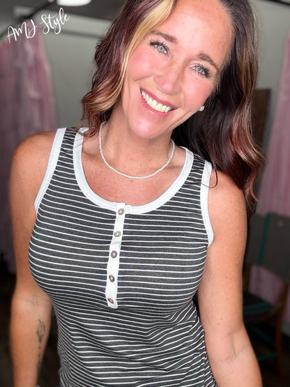 Charcoal Stripe Tank