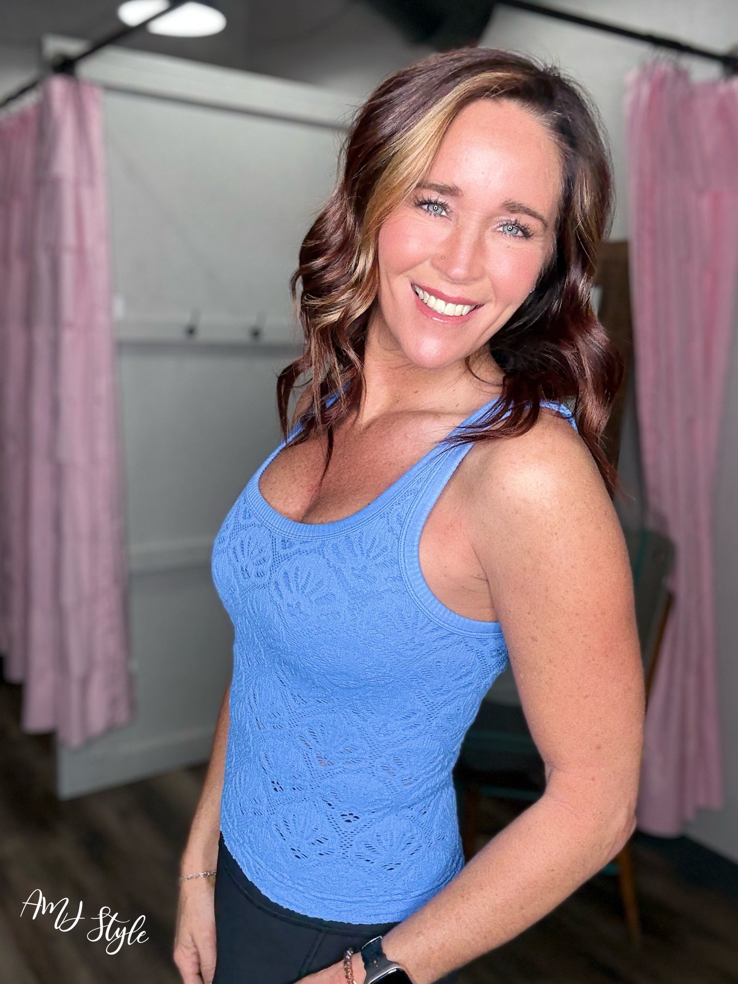 Wildflower Grace Lace Tank - Marina