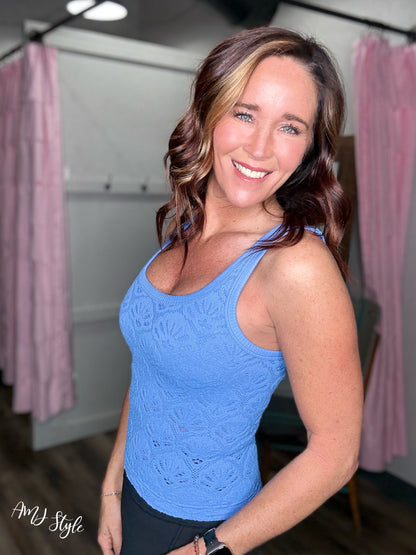 Wildflower Grace Lace Tank - Marina