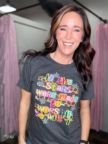 Colorful Stars Made to Worship Tee