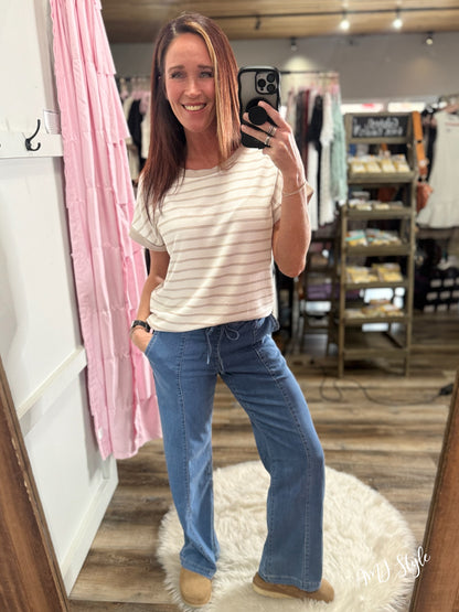 Metro Ease Denim Joggers - Blue