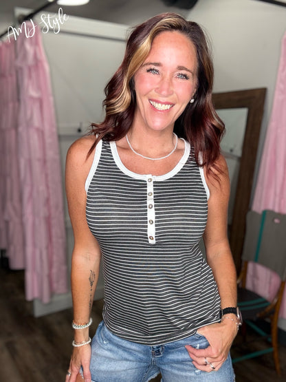 Charcoal Stripe Tank