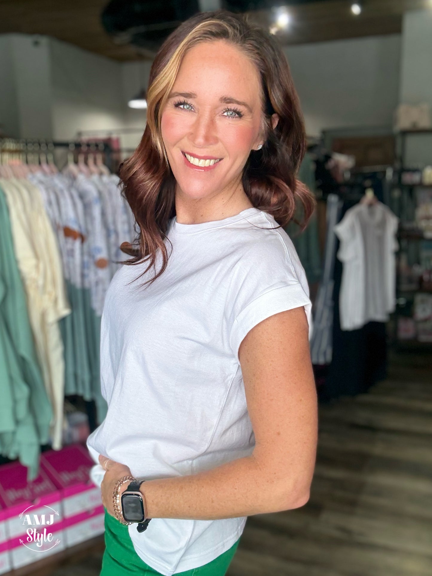 Round Neck Double Cap Sleeve Tee - White