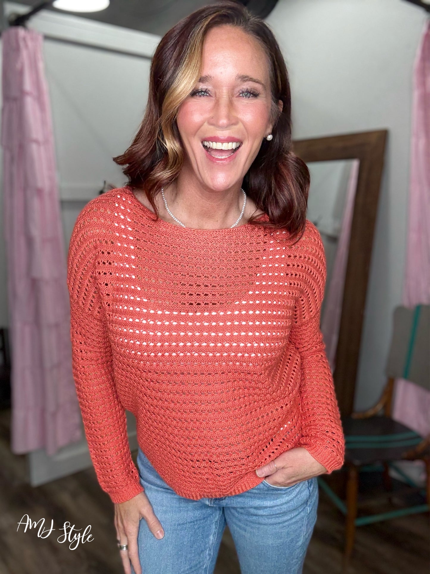 Tangerine Threads Knit Top