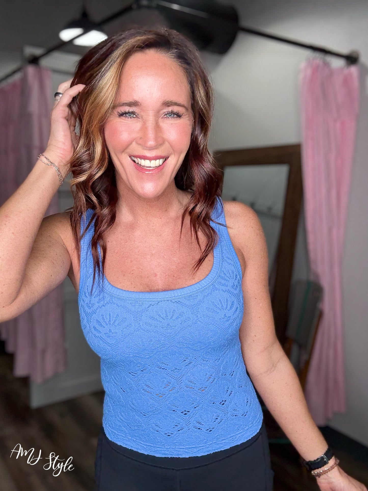 Wildflower Grace Lace Tank - Marina