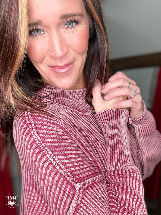 The Lodge Sweater - Cabernet