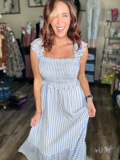 Breezy Stripe Midi Dress