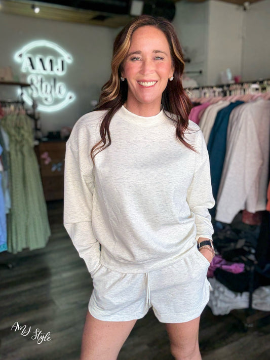 Pure Plush Shorts - Heathered Vanilla