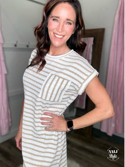 Coastal Babe T Dress - Khaki