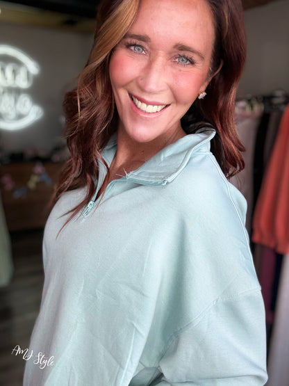 Pure Plush Half Zip - Dusty Green