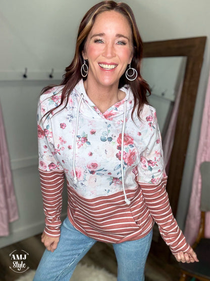 The Hailey Hoodie - Pink Bloom
