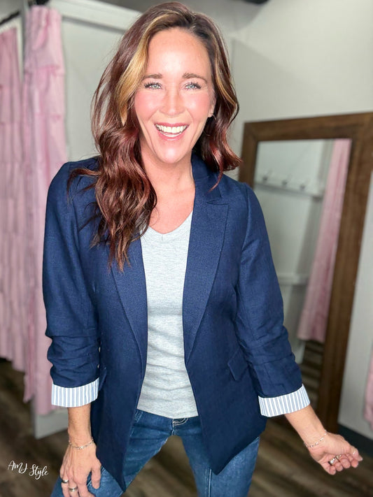 Elegant Muse Blazer - Navy