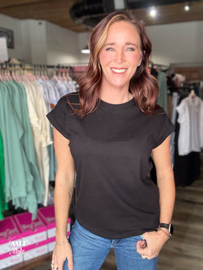 Classic Double Cap Sleeve Tee - Black