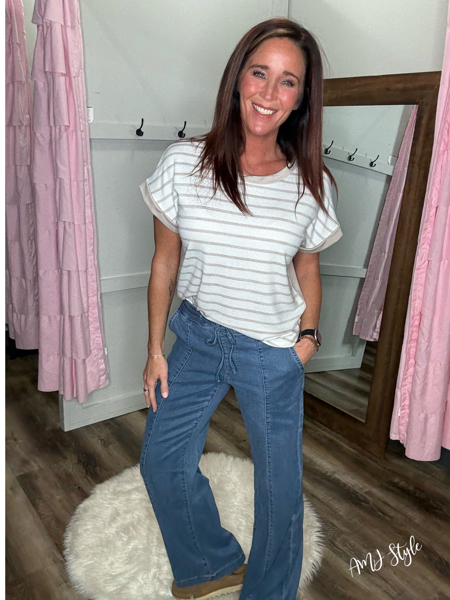 Metro Ease Denim Joggers - Blue