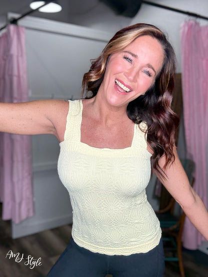 Blush Bloom Square Tank - Pale Banana