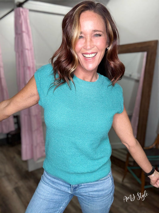 Minty Mood Knit Tank Sweater