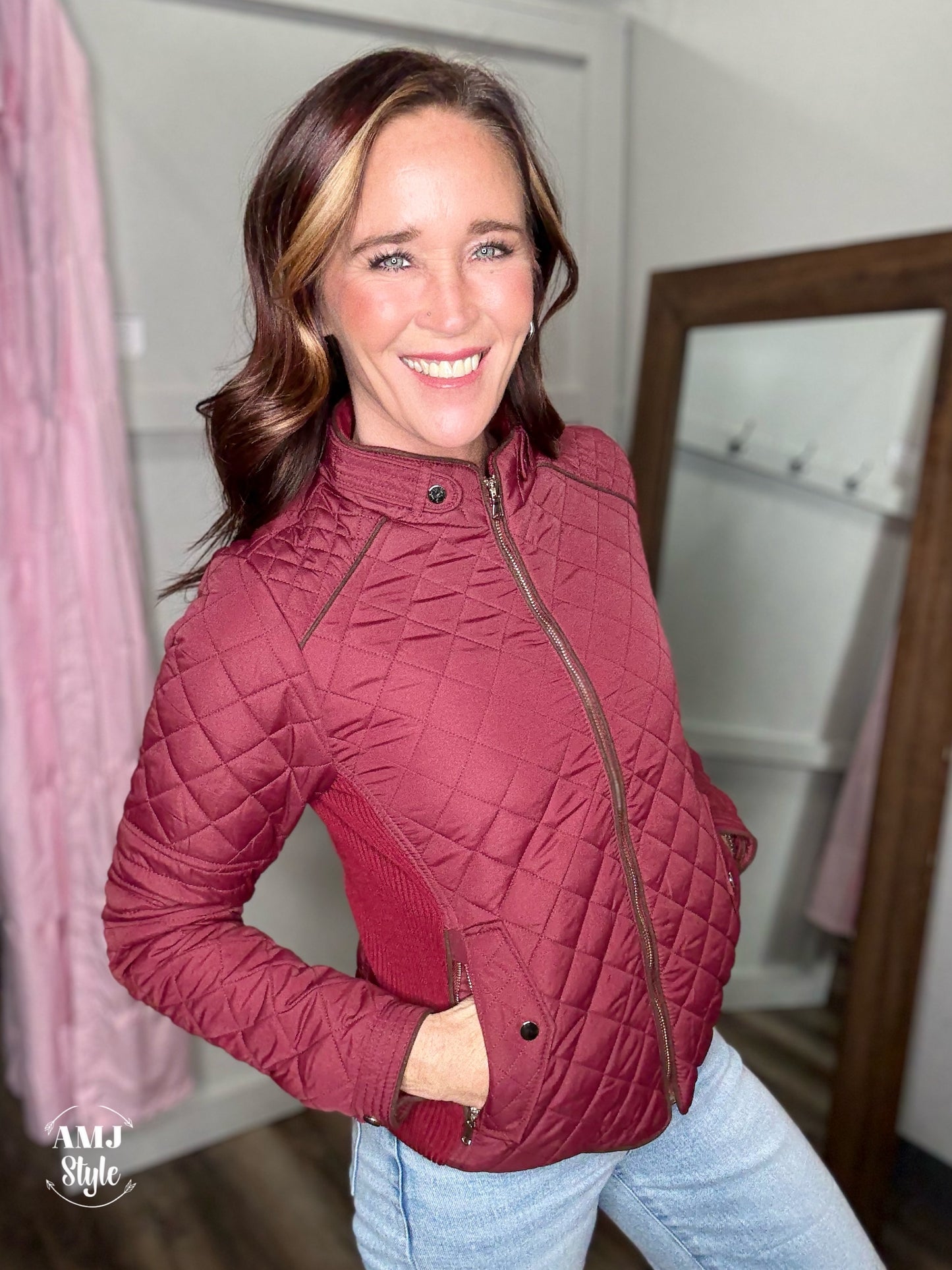 Tailored Trim Jacket - Wine