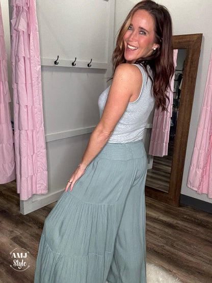 Wanderlust Wide Leg Pants - Solid Sage