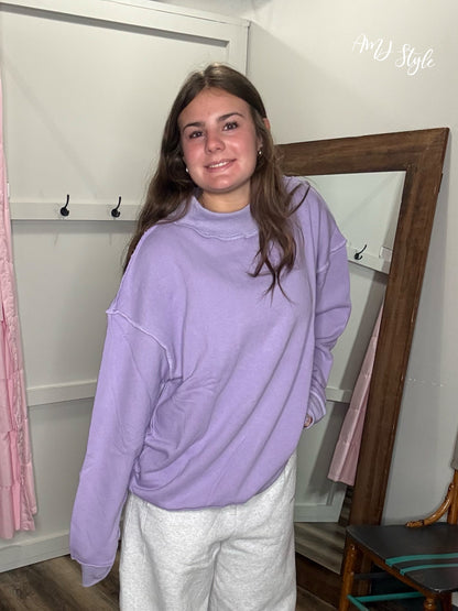 Sorbet Mock Neck Pullover - Lavender
