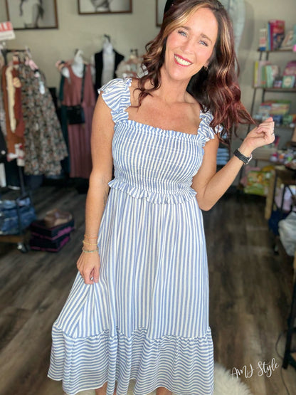 Breezy Stripe Midi Dress