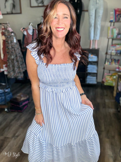 Breezy Stripe Midi Dress