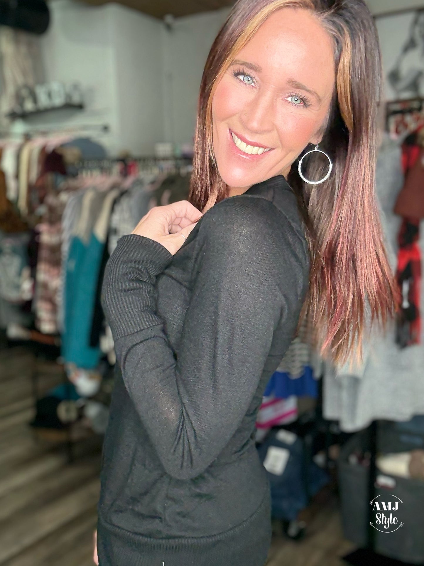 Thumb Hole Button Down Sweater