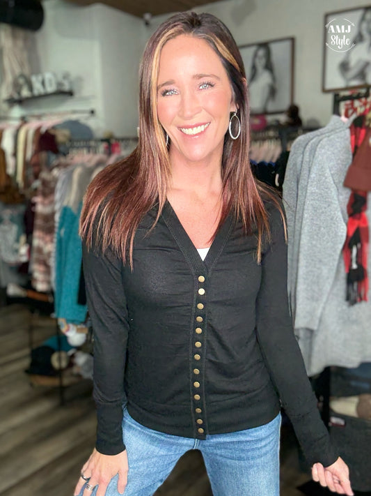 Thumb Hole Button Down Sweater