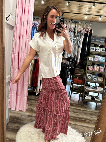 Wanderlust Wide Leg Pants - Red stripe