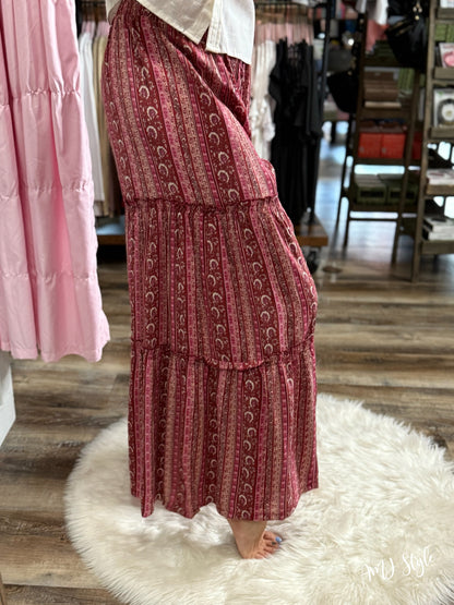 Wanderlust Wide Leg Pants - Red stripe