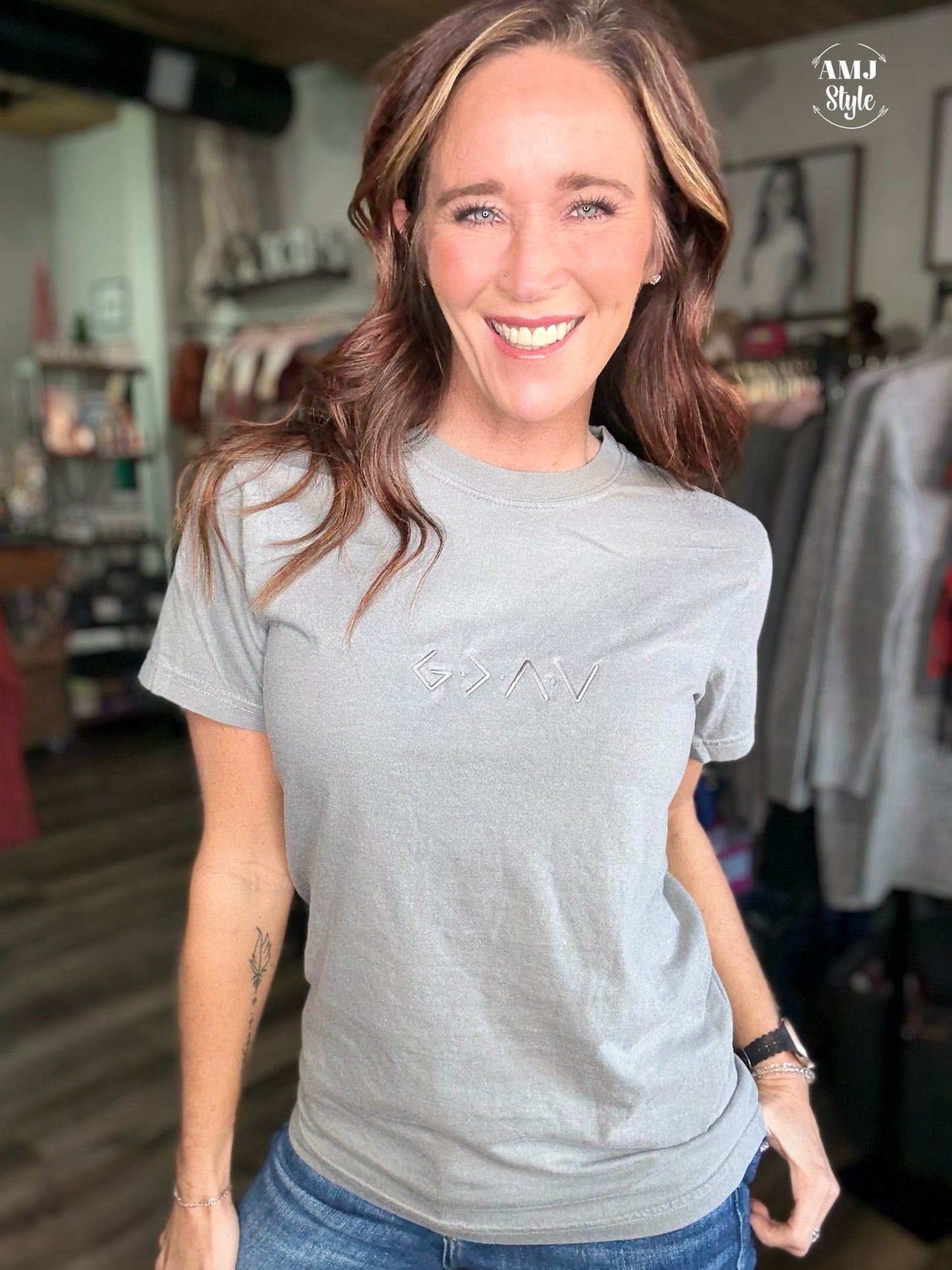 God is Greater Embroidered Tee