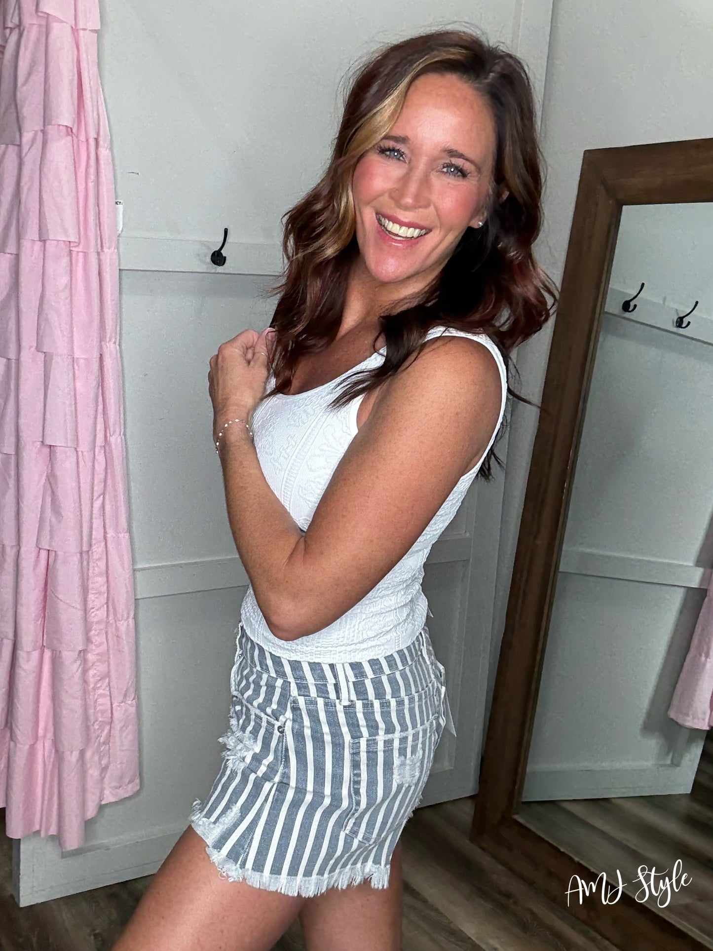 Raw Edge Rebel Stripe Denim Shorts