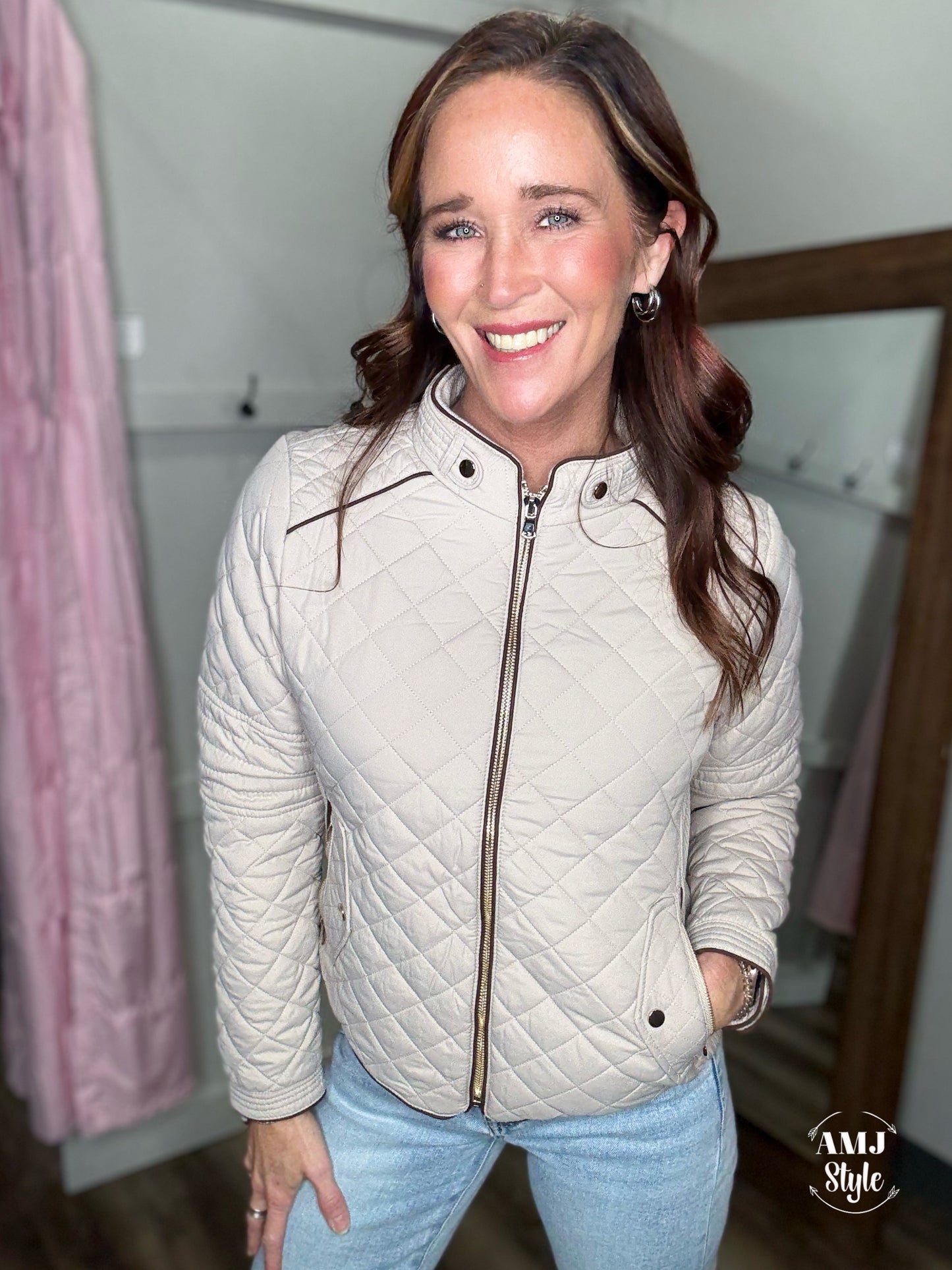 Tailored Trim Jacket - Taupe